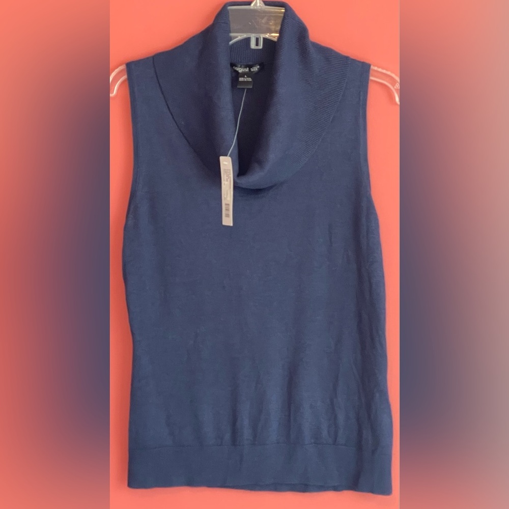 August Silk Navy Cowl Neck Sweater